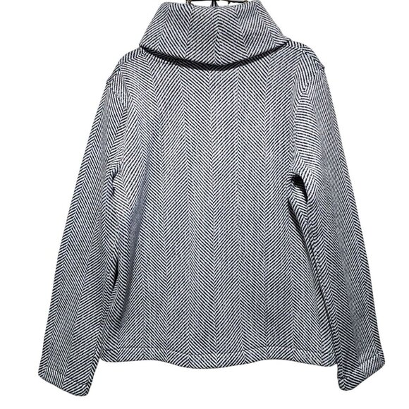 J Crew Womens Warm Pullover Turtleneck Sweater Herringbone‎ Black White Medium - Picture 3 of 12